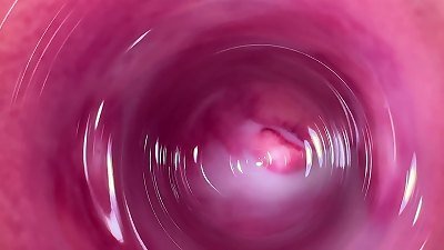 Camera deep inside Mia's taut vagina, the creamiest labia ever