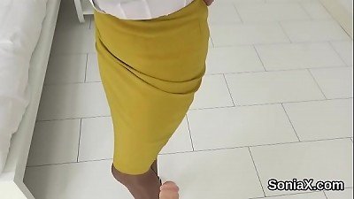 Unfaithful english elder chick sonia demonstrates off her huge orbs