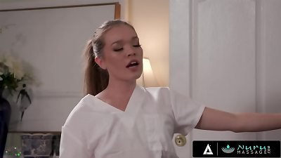 NURU rubdown - spectacular massagist paws Her vagina On Her Client's Face Before pounding Him