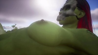 Wildlife sandbox - massive Orc Amazon Catches Human - She's ripped!