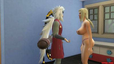 The trio Sannin Tsunade enormous melons screwed Beside Her boyfriend Jiraiya Naruto porno cheating