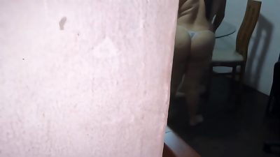 Cleaning the building without any clothes