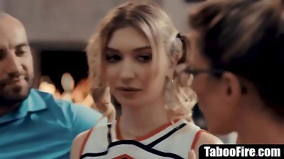 young cheerleader pressured into hookup by milf coach & her hubby