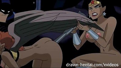Justice League anime porn - two girls for Batman manmeat