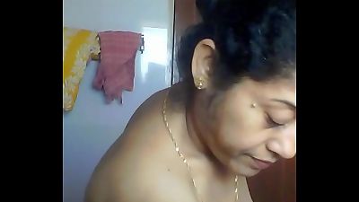 sexy elder Indian aunt spied in shower by neighbour getting prepped for tub Part two