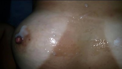 cuckold husband abjected by your fuckslut wife. cum-shot in my wife&acute;s tits.
