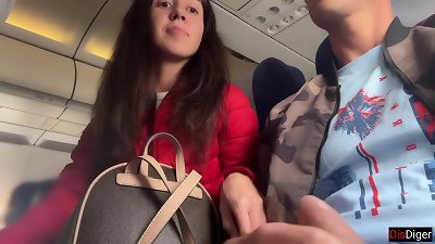 Risky Public jacking Off On A plane full Of People - Public prick flashing