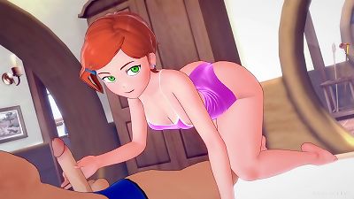 Gwen ben10 wears her swimsuit on the bed and wants to learn fresh things (adult version parody)
