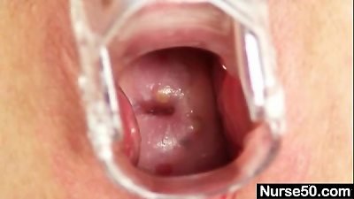 ginger-haired grandmother Zita inner gash cervix shots
