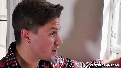 Jay Romero and Rion King collective slurping Ember Snows  juicy pizza and petite labia