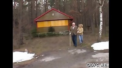 horny legal age teenage taunts senior dude by caressing her mouth-watering cum-hole