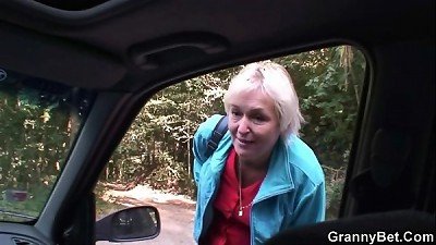 granny is picked up from the road and torn up