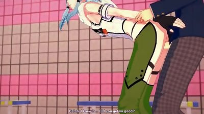 Sword Art Online 3 dimensional hentai - Sinon gargles man rod and gets slammed twice