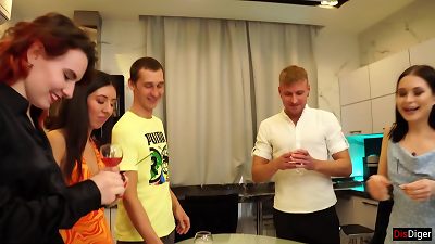 schoolgirls feast fresh Years Eve At party And pound group orgy