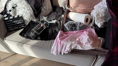 amazingly scorching thin brunette cheerleader with thick inborn tits comes for fashion shoot turns into porn casting