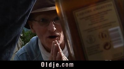 Tow aged vagabonds fuck in threesome a cheeky teen