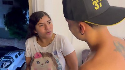 I teach my little stepsister how to play on her cell phone while I make her perceive my gigantic cock.