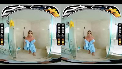 VIRTUALPORN.COM - busty blonde milf Robbin Banx seduces Step son In bathroom
