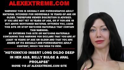 Hotkinkyjo plunge lengthy dildo deep in her ass, stomach full salute & assfuck prolapse