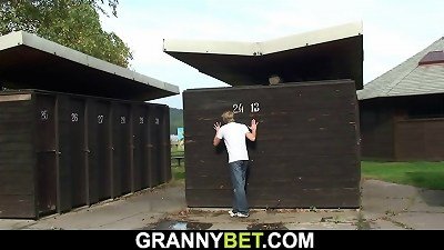 elder grannie gets humped in the public changing apartment